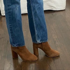 Chestnut suede heeled Joie booties